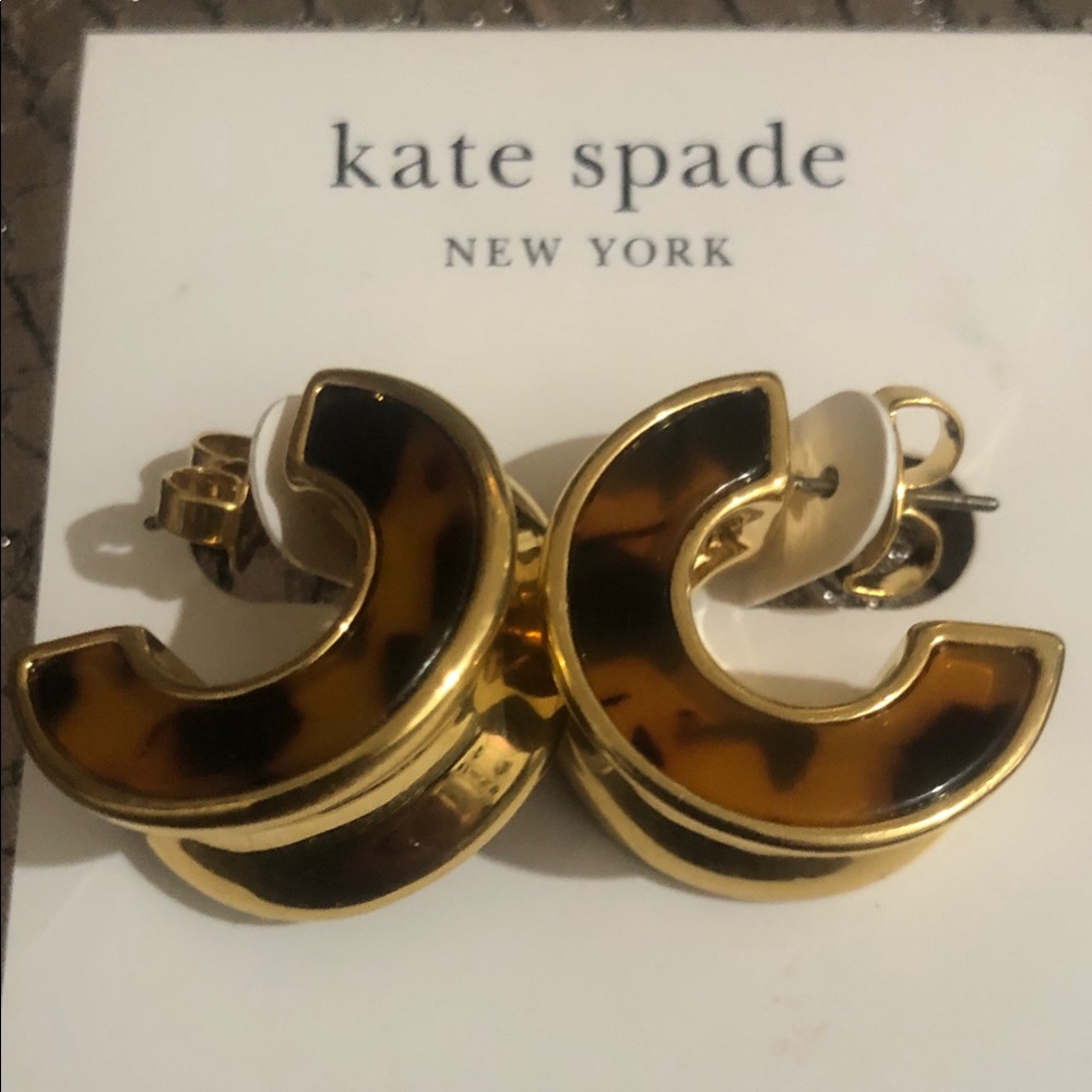 kate spade Tortoiseshell and Gold Hoop Earrings